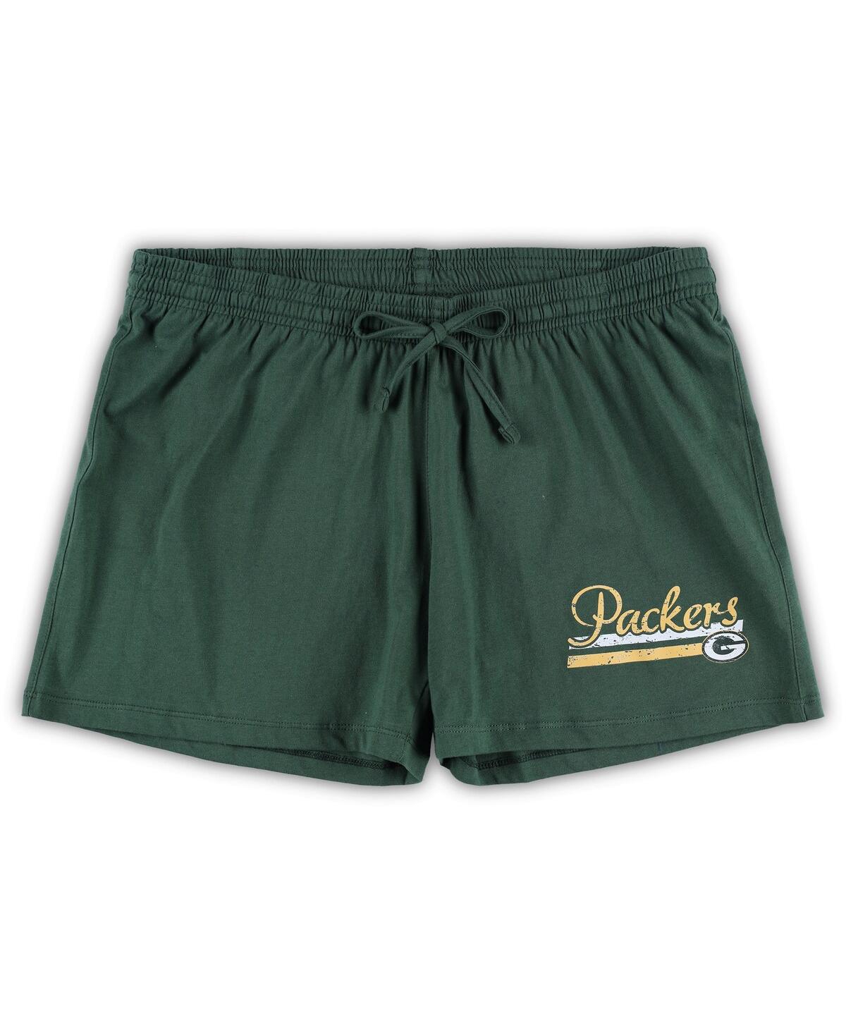 Women's Concepts Sport Green Green Bay Packers Plus Size Downfield T-shirt and Shorts Sleep Set - Green