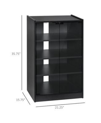 5-Tier Media Sd Cabinet w/3-Level Adjustable Shelves & Tempe Glass