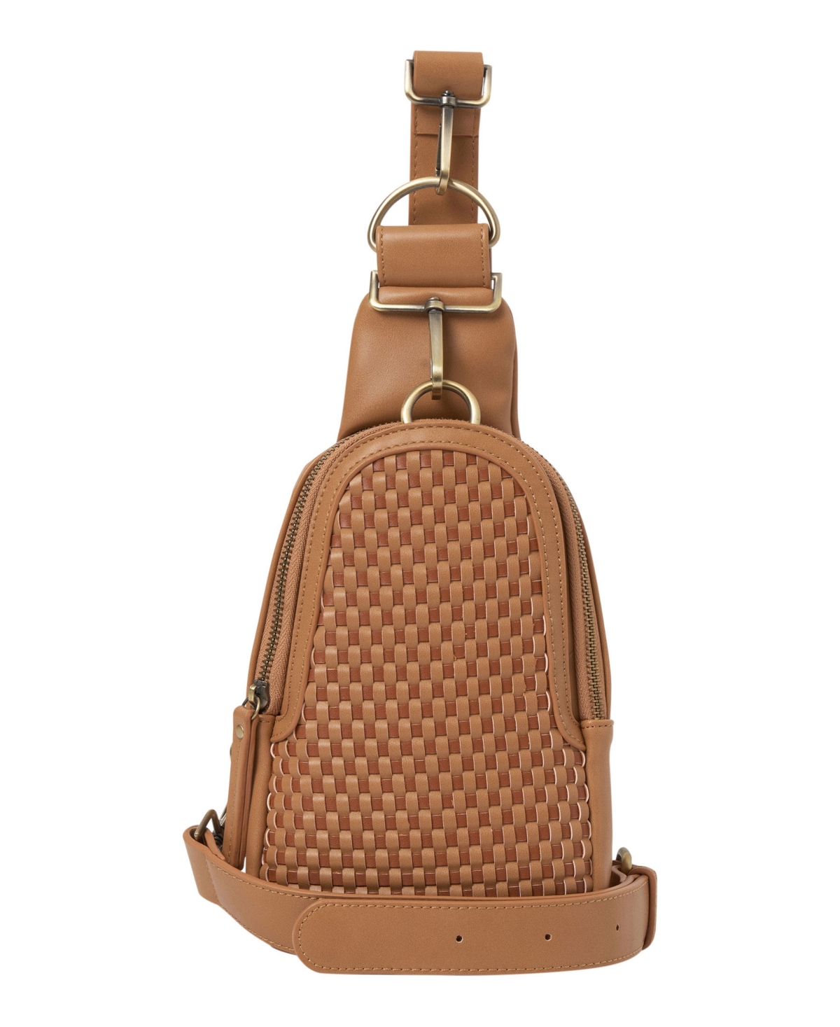 Liberty Woven Faux Leather Sling Bag - Tan