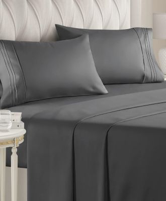 4 Piece Deep Pocket Microfiber (Muted, Vibrant, Heathered) Sheet Set - Queen
