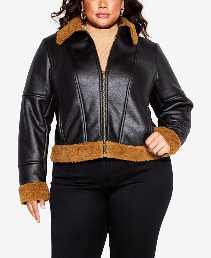 Macy's womens plus discount size leather jackets