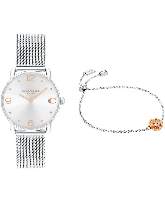 COACH Women s Elliot Silver Stainless Steel Mesh Bracelet Watch