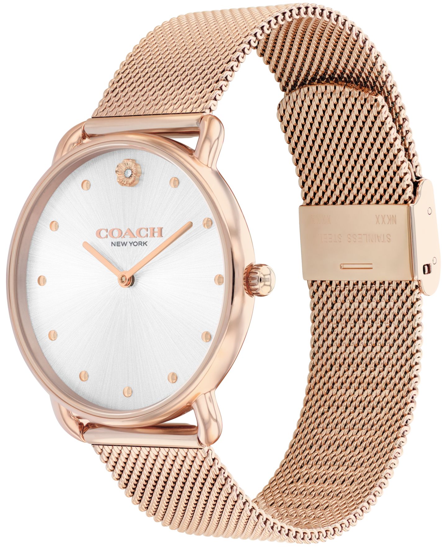 Женские часы COACH Elliot Rose Gold-Tone Stainless Steel Mesh Bracelet Watch 36mm — фото 2