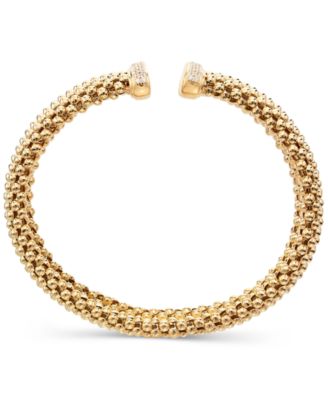 Diamond End Mesh Cuff Bracelet (1/2 ct. t.w.) in 14k Gold-Plated Sterling Silver