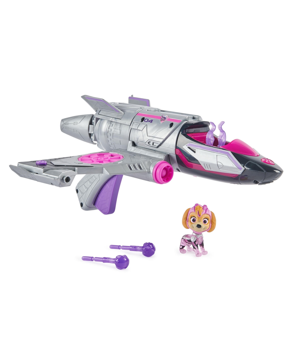 Paw Patrol Kids' - The Mighty Movie, Converting Rescue Jet With Skye Mighty Pups Action Figure, Lights And Sounds, Ki In Multicolor