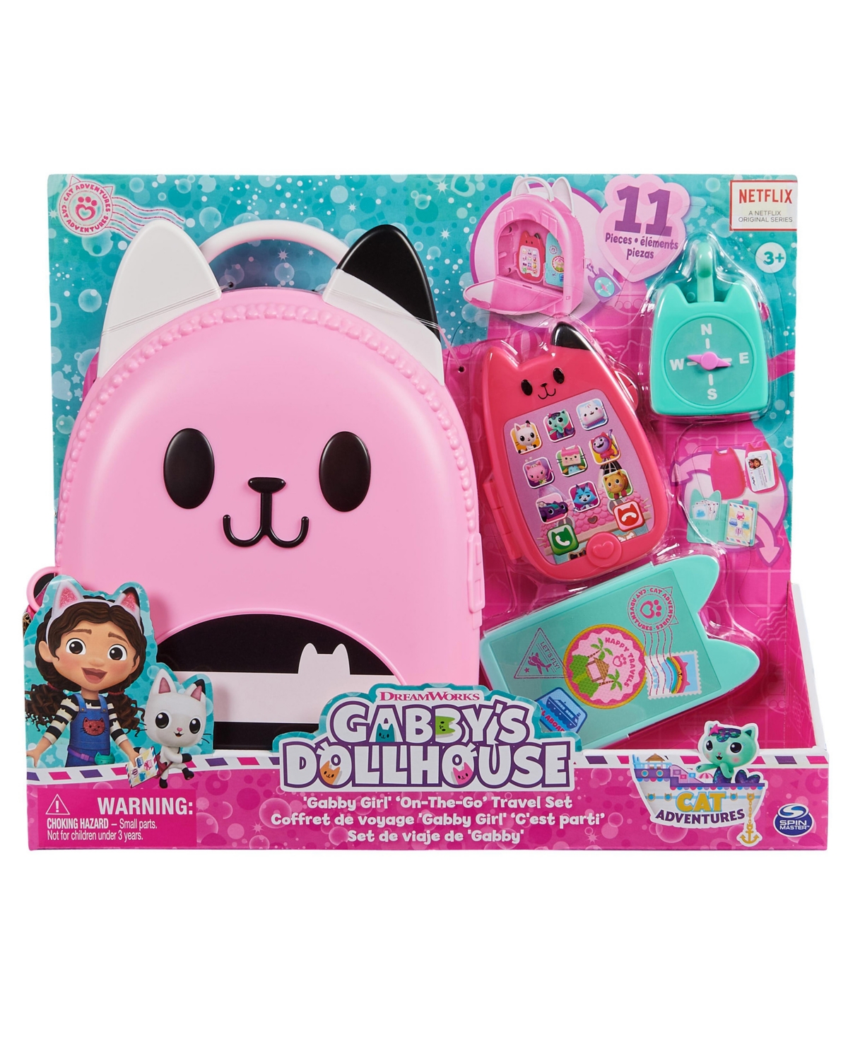 Shop Gabby's Dollhouse , Gabby Girl On-the-go Travel Set, Pretend Play Travel Toys, Toy Passport, Toy Phone And Compass Cha In Multi-color