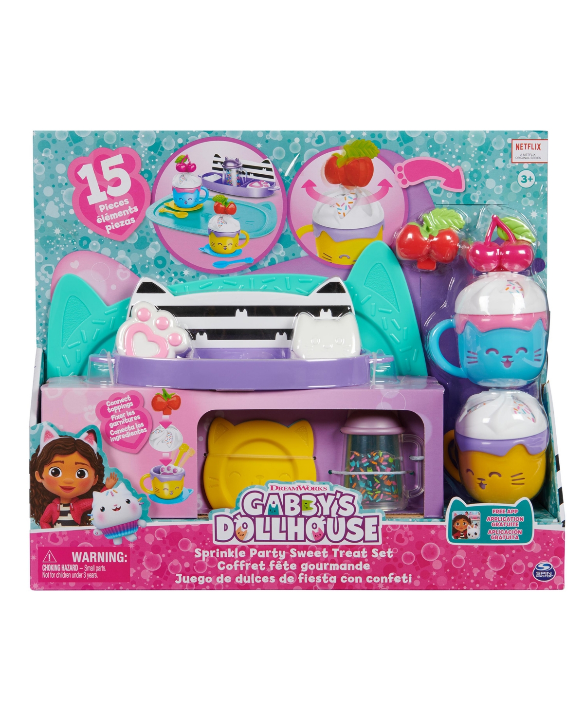 Shop Gabby's Dollhouse , Sprinkle Party Sweet Treat Set, Pretend Play Kitchen Hot Cocoa Party Set With Fruit Sprinkles In Multi-color