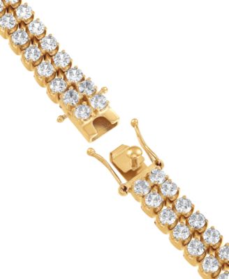 Men's Cubic Zirconia Double Row Tennis Bracelet in Gold-Tone