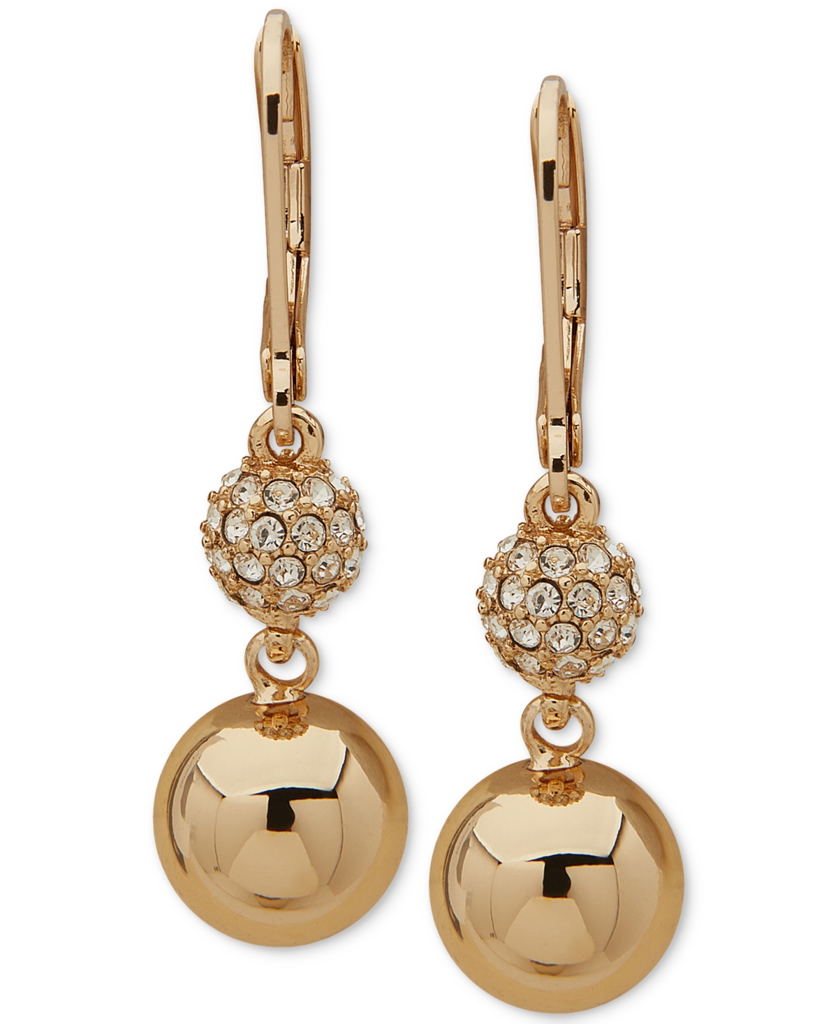 Women's Gold-Tone Crystal Double Drop Earrings - White