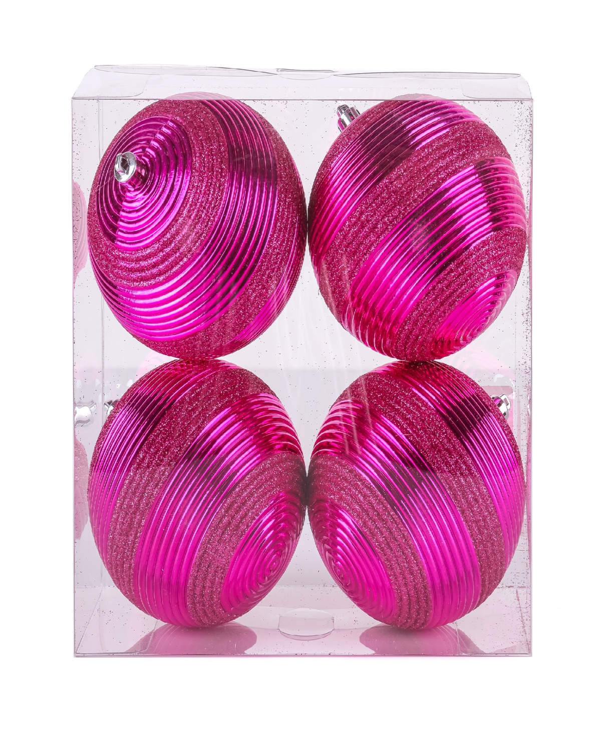 National Tree Company First Traditions 4 Piece Shatterproof Swirling Ornaments In Pink