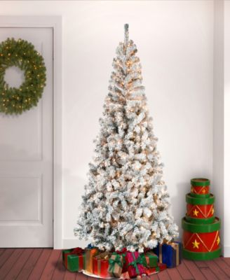 First Traditions 7.5' Acacia Flocked Tree with Clear Lights