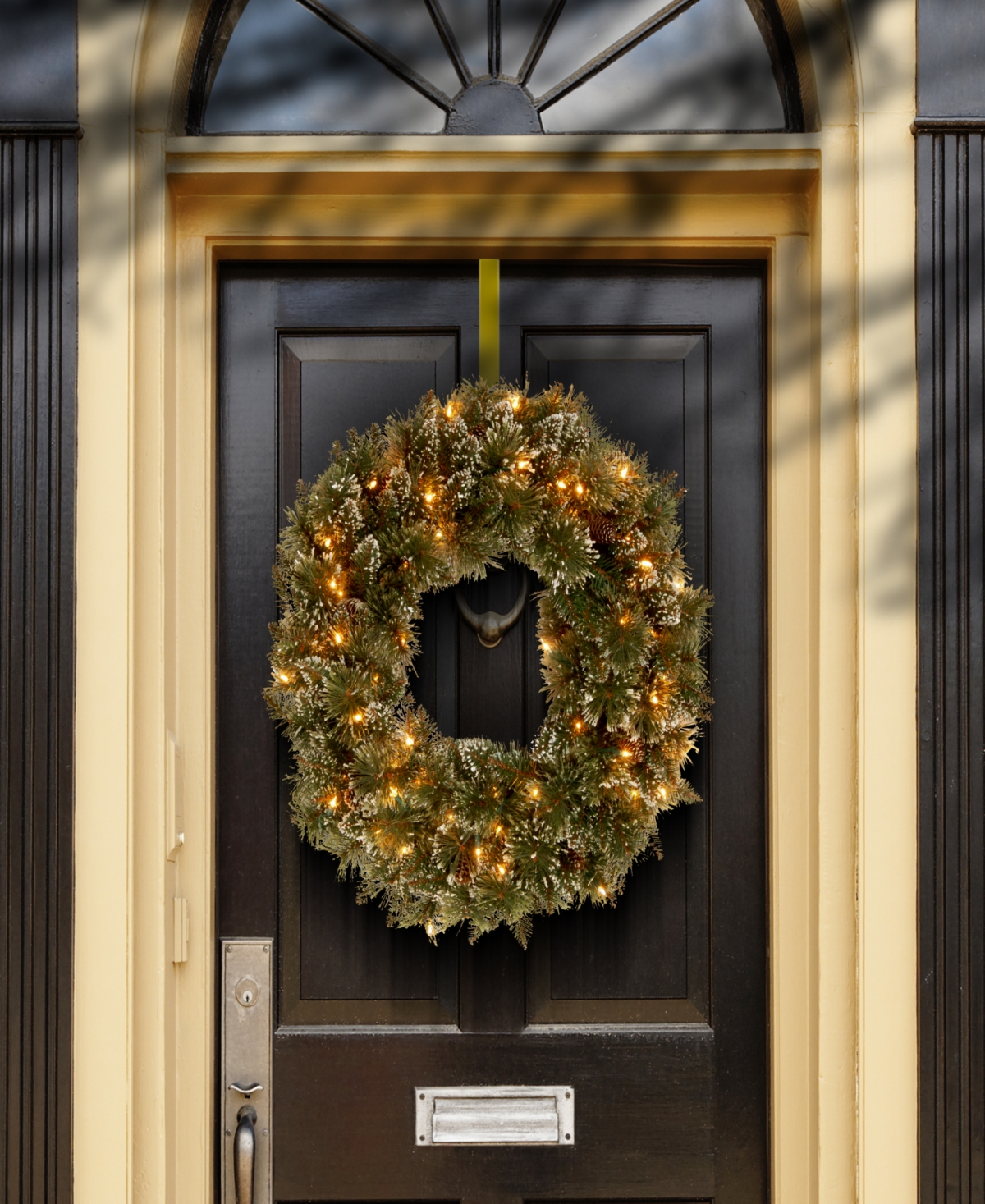 Shop National Tree Company 24" Glittery Bristle Pine Wreath With Twinkly Led Lights In Green