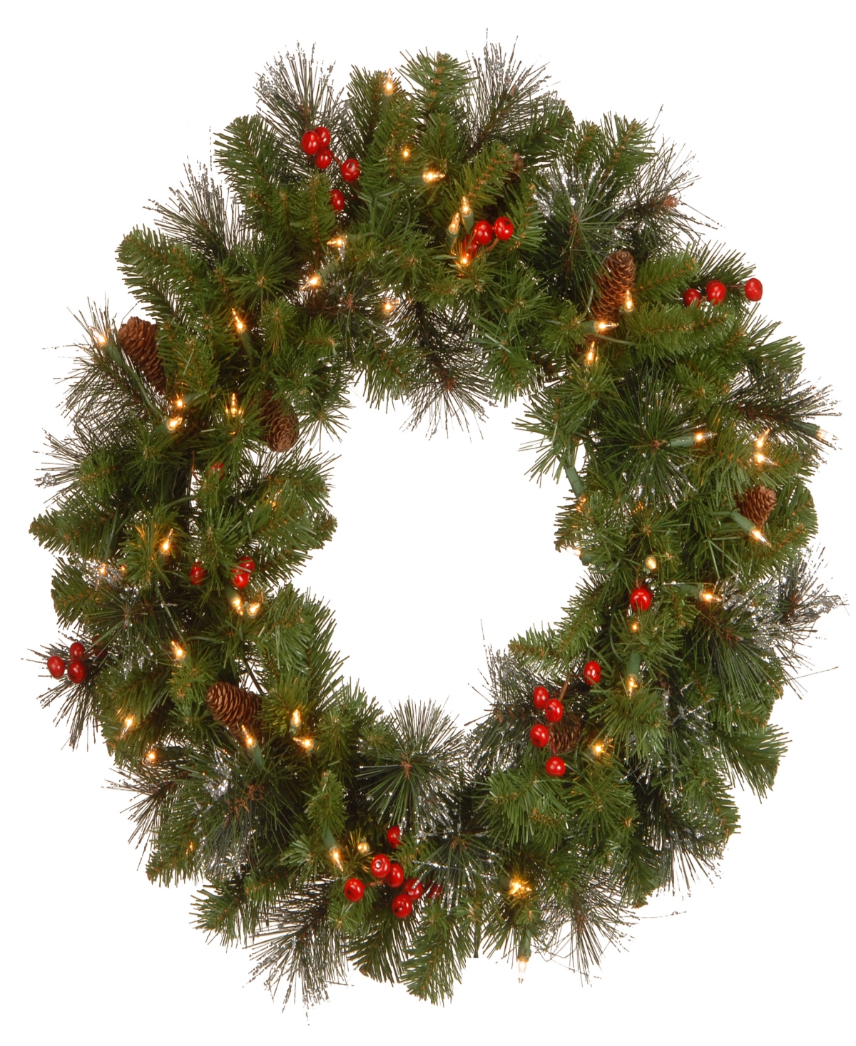 National Tree Company 24" Crestwood Spruce Wreath With Twinkly Led Lights In Green