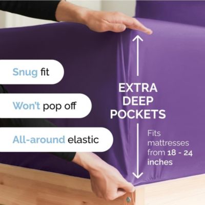 Extra Deep Pocket 18 - 24 Inch Microfiber Fitted Sheet - Full