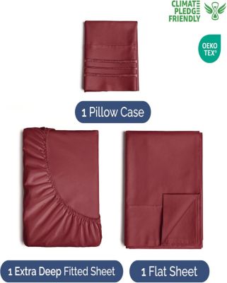 Extra Deep Pocket Microfiber 3 Piece Sheet Set, Twin Extra Long