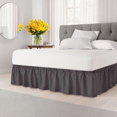 Ruffled Elastic Wrap Around Bedskirt 15 Inch Drop - Queen