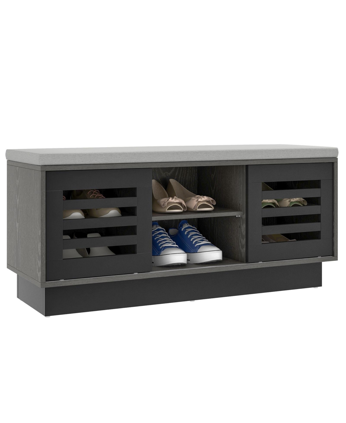 Shoe Storage Bench with Cushion Shoe Storage Organizer Shoe Rack Entryway - Grey