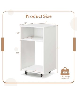 Mobile File Cabinet Wooden Printer Stand Vertical Storage Organizer Home Office