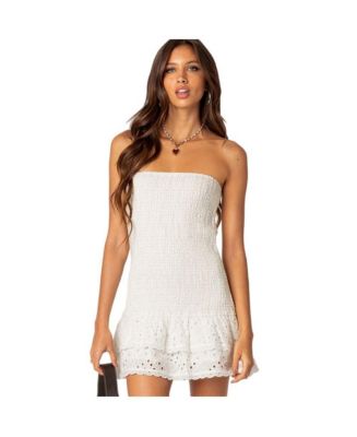 Women's Livia Lacey Cotton Scrunch Mini Dress - Macy's