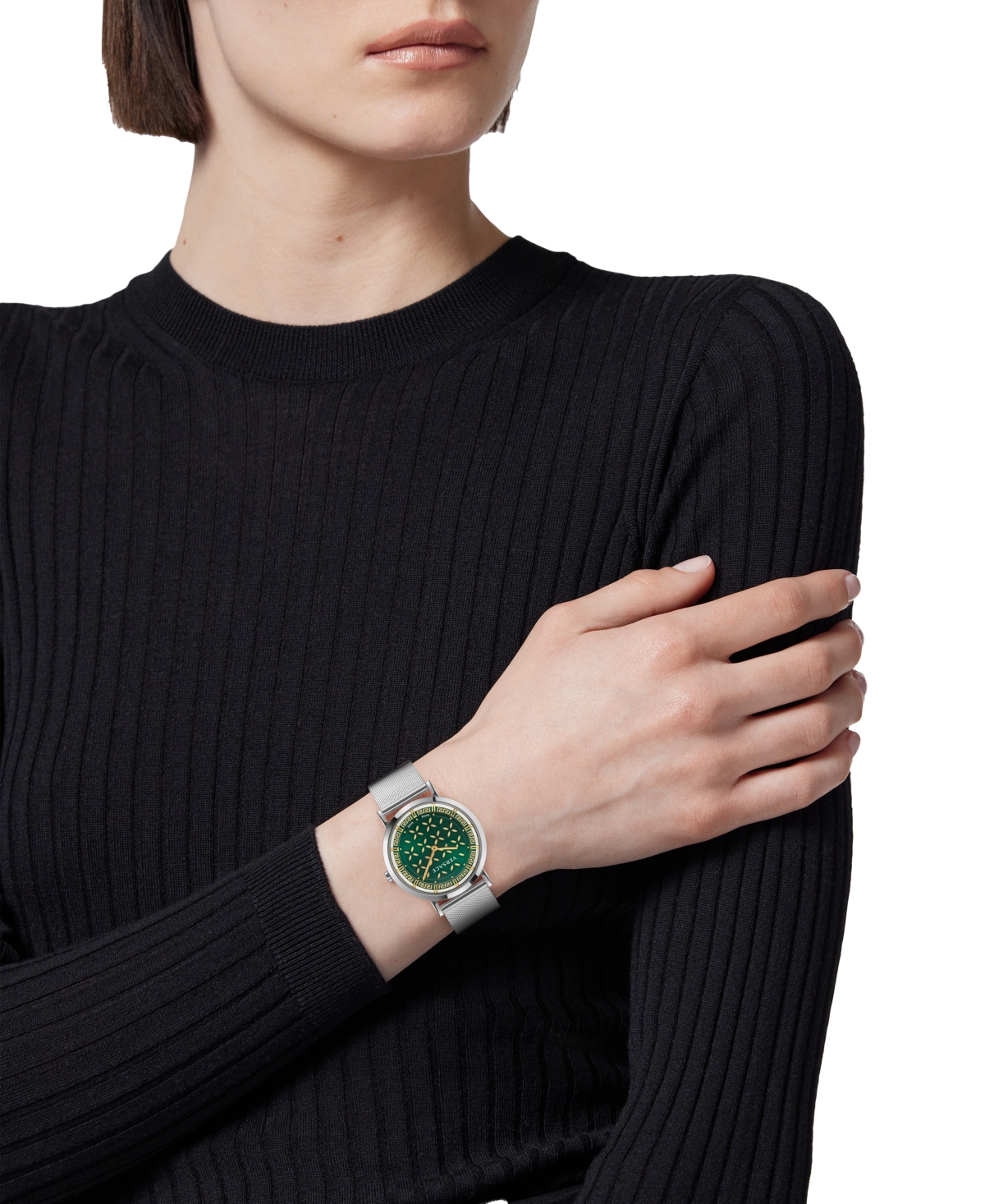 Shop Versace Women's Swiss New Generation Stainless Steel Mesh Bracelet Watch 36mm