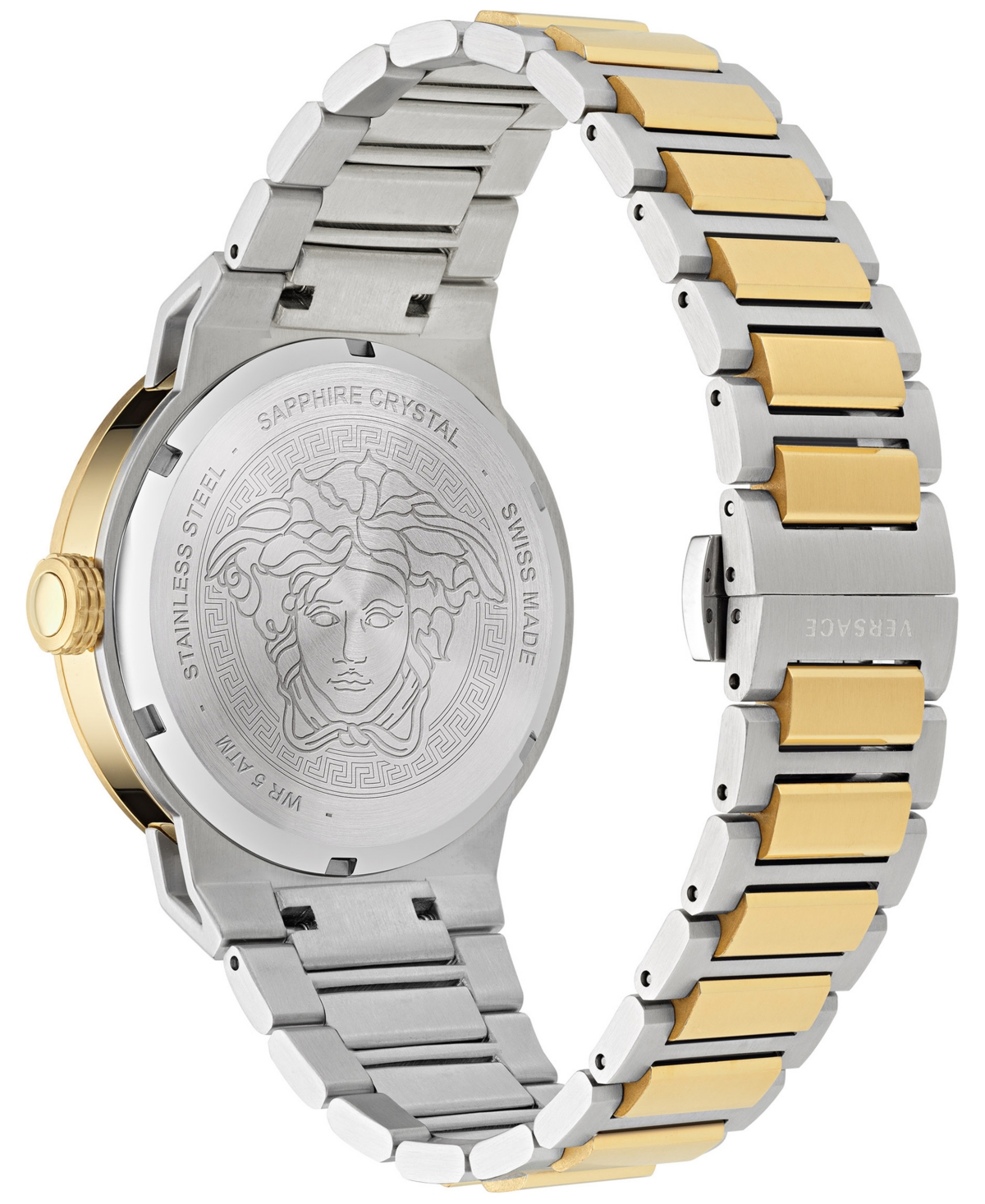 Shop Versace Men's Swiss Medusa Infinite Two-tone Stainless Steel Bracelet Watch 47mm In Two Tone