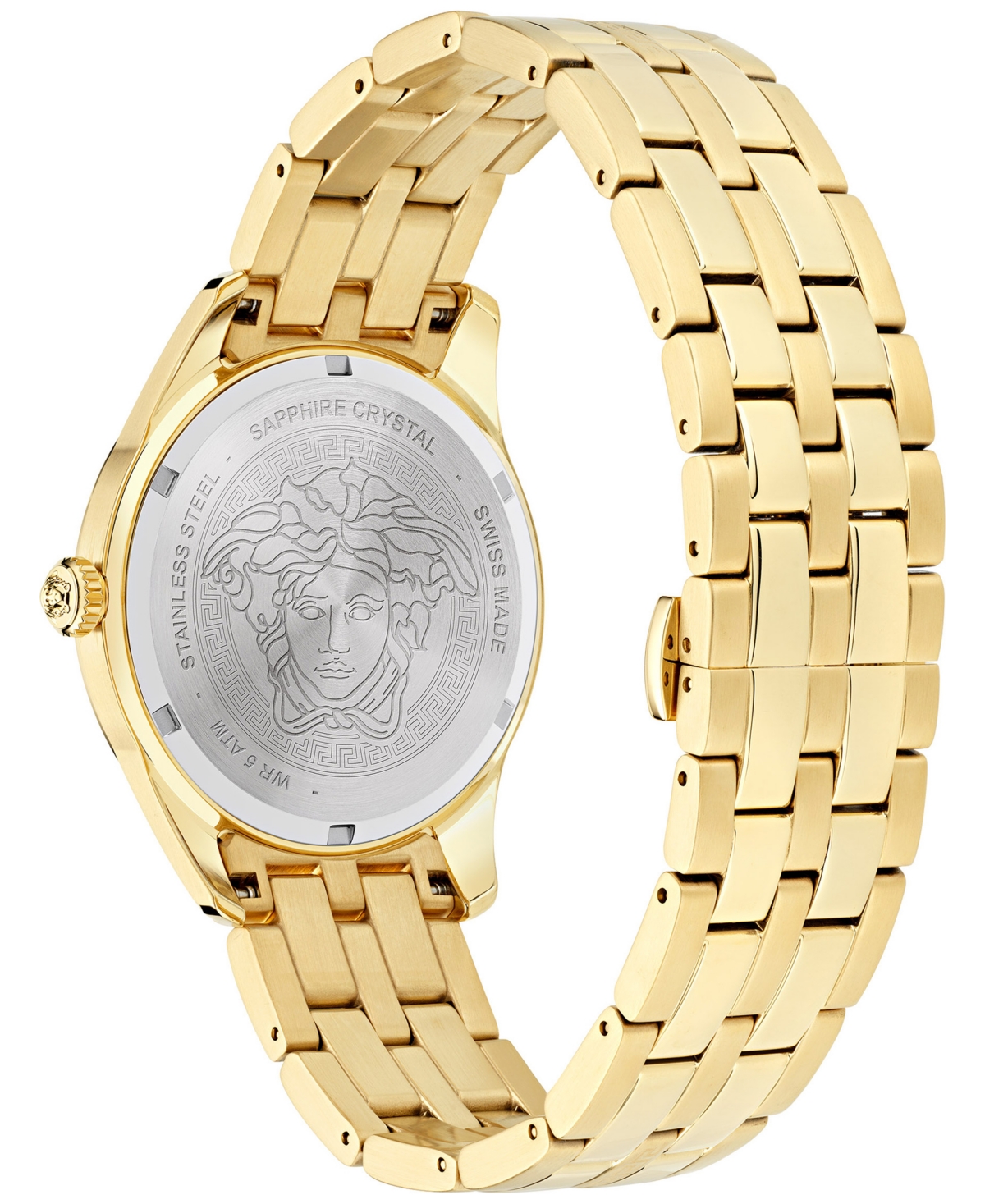 Shop Versace Men's Swiss Greca Time Gmt Gold Ion Plated Stainless Steel Bracelet Watch 41mm In Ip Yellow Gold