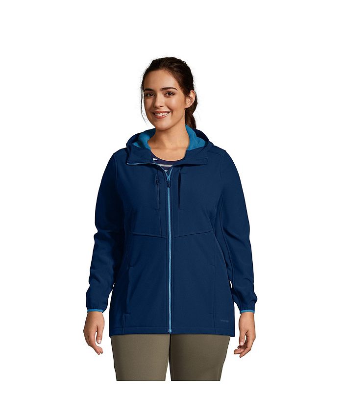 Lands' End Women's Plus Size Stretch Softshell Fleece Jacket Macy's