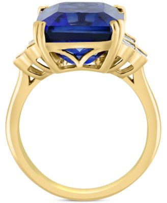EFFY&reg; Lab Grown Sapphire (10 ct. t.w.) & Lab Grown Diamond (1/2 ct. t.w.) Statement Ring in 14k Gold