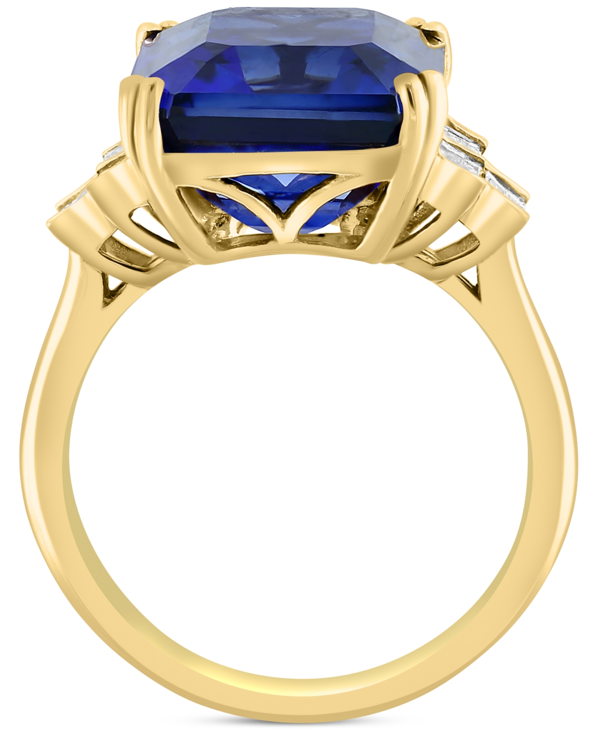 Effy Collection Effy Lab Grown Sapphire (10 Ct. T.w.) & Lab Grown Diamond (1/2 Ct. T.w.) Statement Ring In 14k Gold In Gold