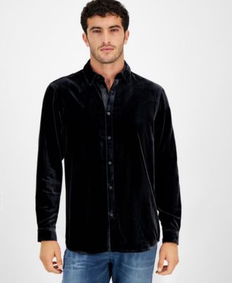 I.N.C. International Concepts - Men's Damon Velvet Long Sleeve Button-Front Shirt