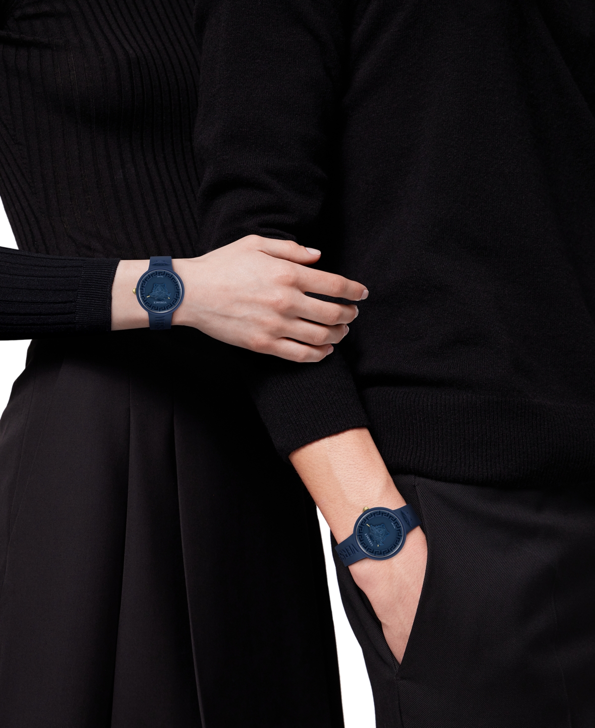 Shop Versace Women's Swiss Medusa Pop Blue Silicone Strap Watch 39mm Set In Navy