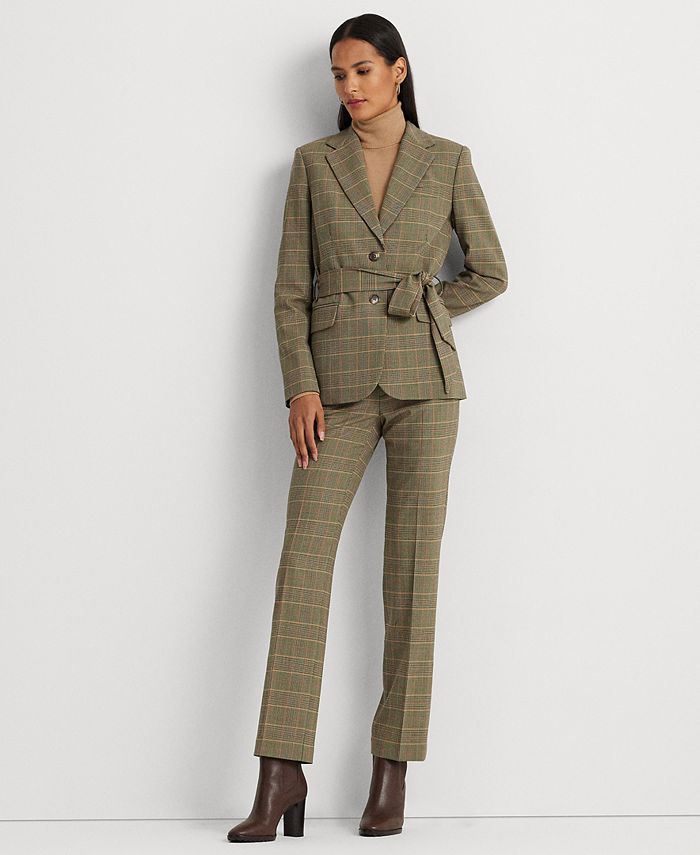 Lauren Ralph Lauren Women's Checked Plaid Wool-Blend Twill Blazer - Macy's