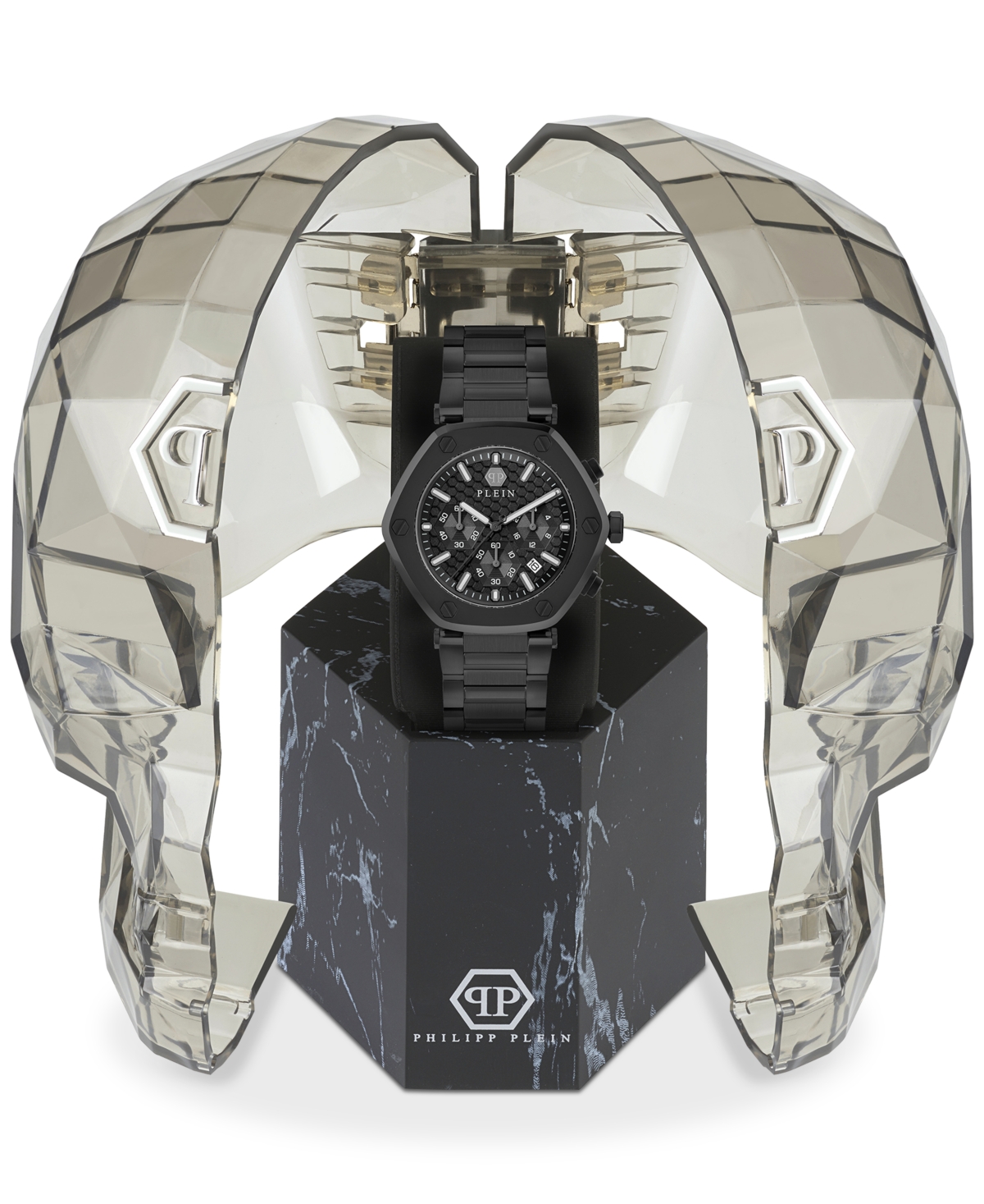 Philipp Plein Men's The Hexagon Ion-Plated Black Stainless Steel Bracelet Watch 42mm