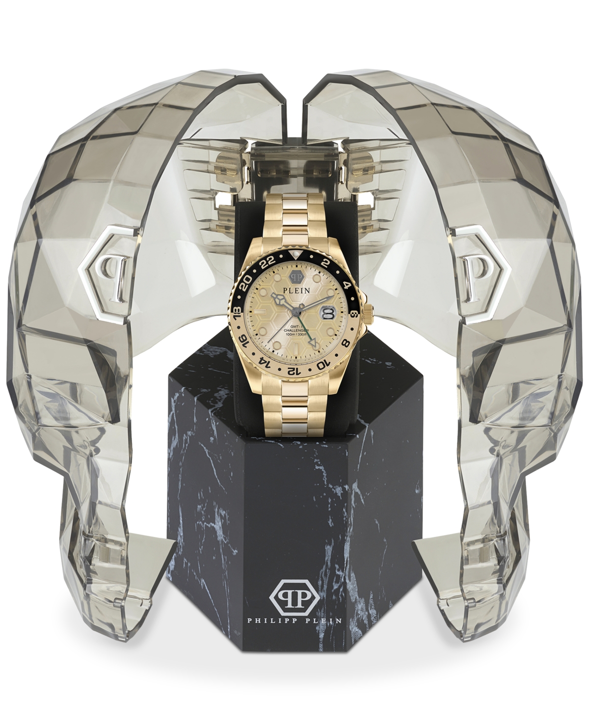 Philipp Plein Men's Gmt-i Challenger Gold-tone Stainless Steel Bracelet Watch 44mm In Ip Yellow Gold