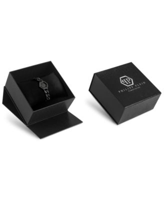 Women's The Hexagon Black-Tone Stainless Steel Crystal Link Bracelet Watch 28mm