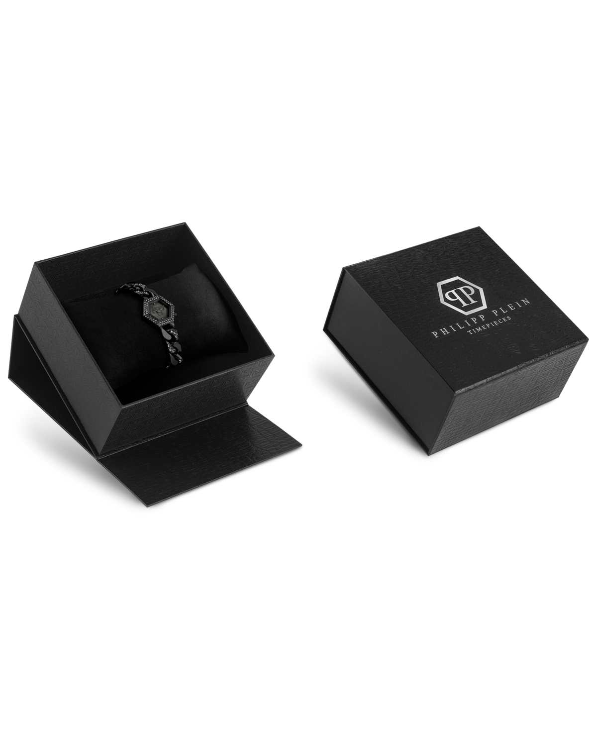 Philipp Plein The Hexagon Groumette Crystal Watch In Ip Black