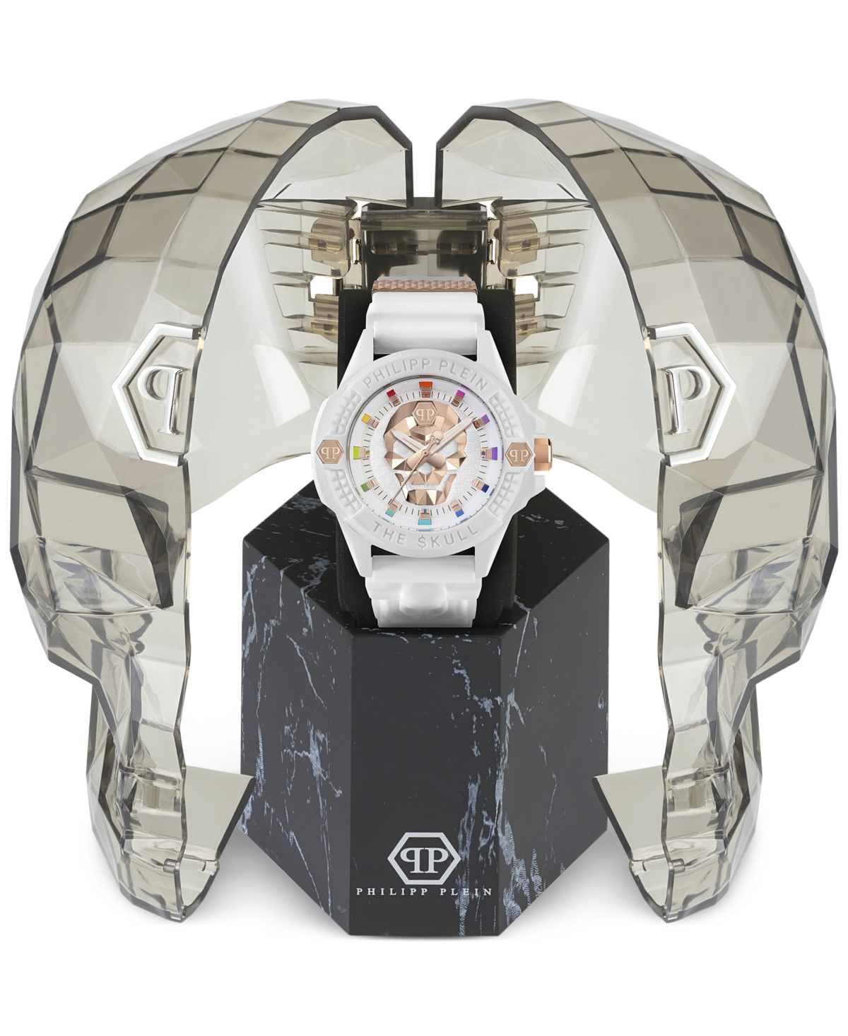 Philipp Plein Men's The Kull White Silicone Strap Watch 44mm