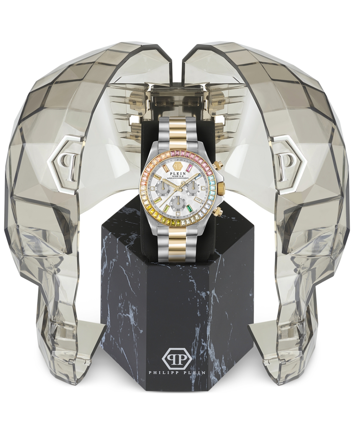 Philipp Plein Nobile Lady Crystal Watch Woman Wrist Watch Multicolored Size Onesize Stainless Steel In Two Tone