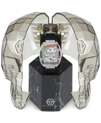 Men's Automatic The Keleton Black Silicone Strap Watch 44mm