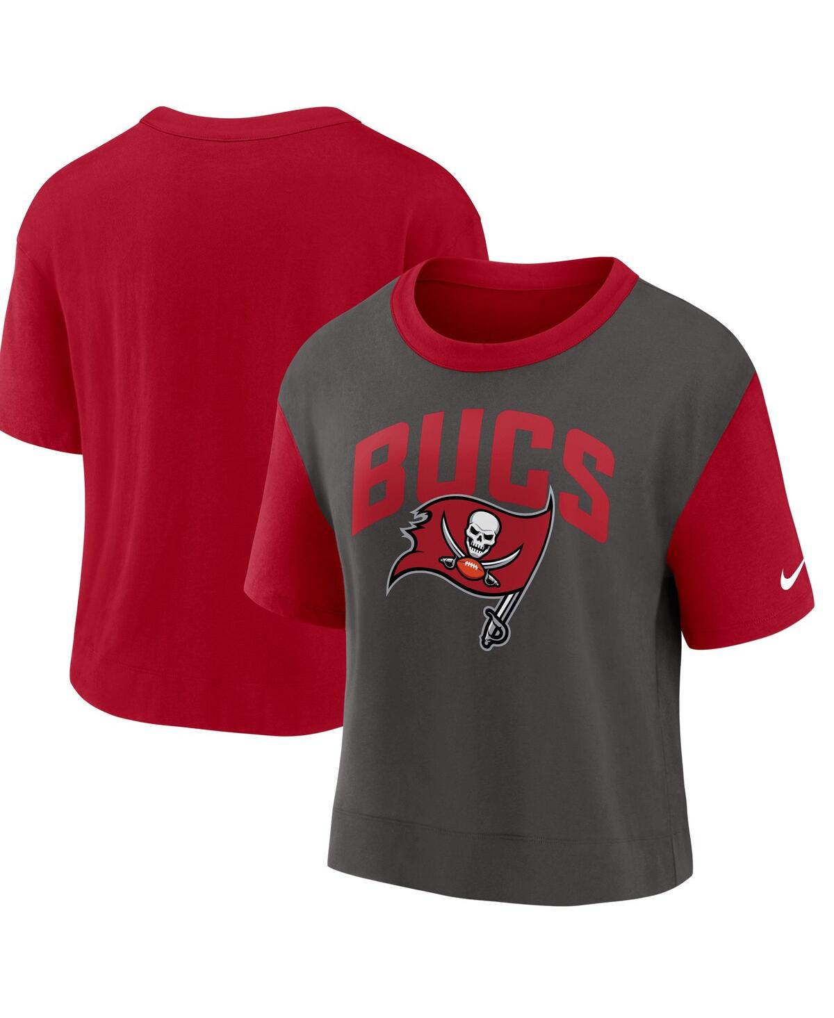Nike Women's  Red, Pewter Tampa Bay Buccaneers High Hip Fashion T-shirt In Red,pewter