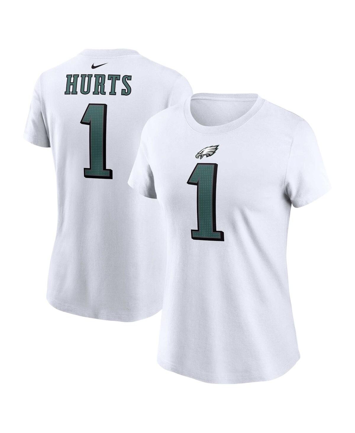 Shop Nike Women's  Jalen Hurts White Philadelphia Eagles Player Name And Number T-shirt