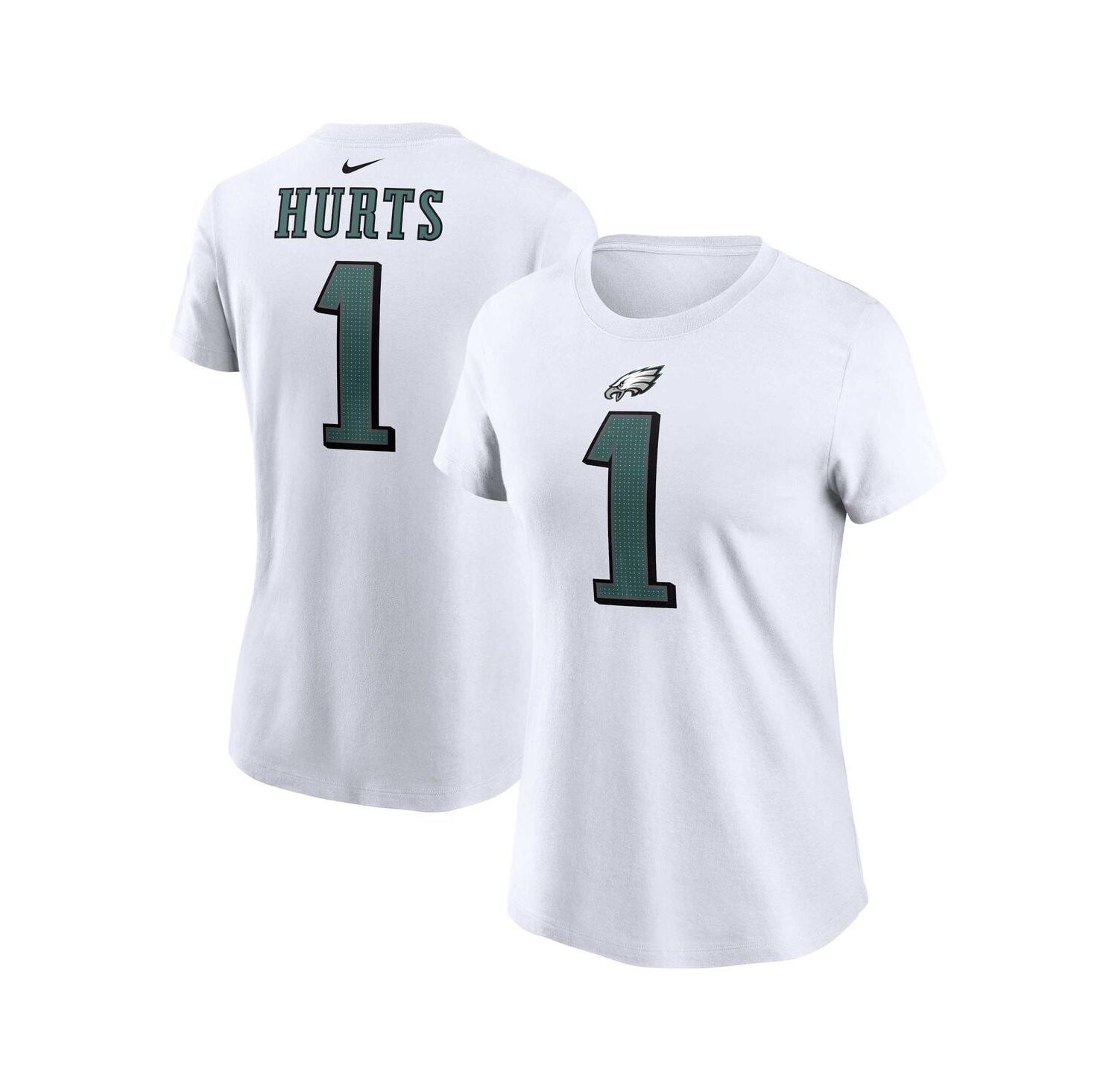 Women's Jalen Hurts White Philadelphia Eagles Player Name and Number T-shirt