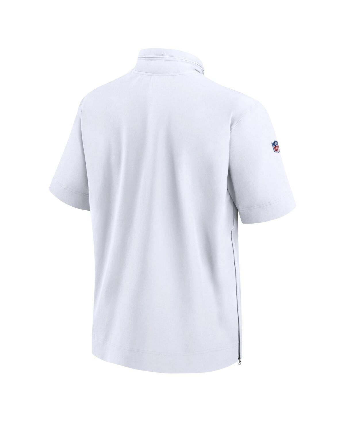 Shop Nike Men's  White Green Bay Packers Sideline Coach Short Sleeve Hoodie Quarter-zip Jacket