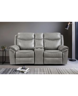 White Label Calico 80" Double Glider Reclining Love Seat with Center Console, Power Outlets, Hidden Drawer and USB Ports