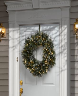 Le Present National Tree Company 30" Glittery Bristle Pine Wreath with Dual Color LED Cosmic Lights