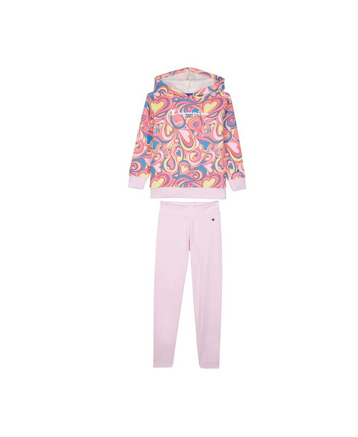 Champion Little Girls Power Blend Hoodie and Authentic Legging-Print, 2 ...