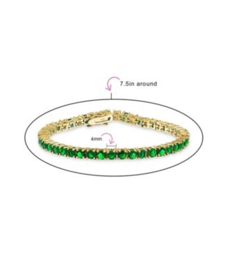 Classic 12CTW Prong Basket Set Round Cubic Zirconia Solitaire CZ Tennis Bracelet Gold Plated 7.5 Inch