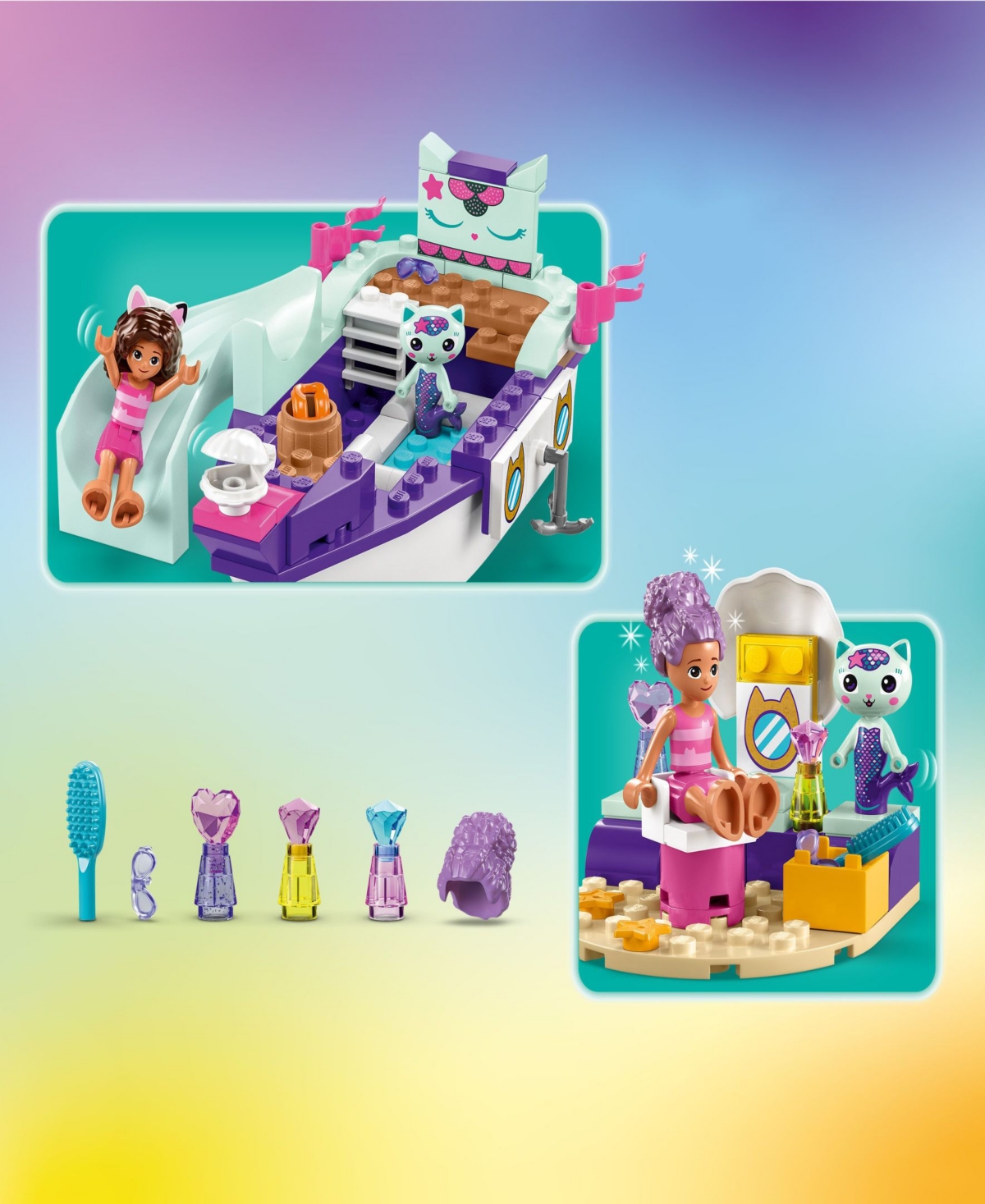Shop Lego Dreamworks Gabby's Dollhouse 10786 Gabby & Mercat's Ship & Spa Toy Building Set In Multicolor