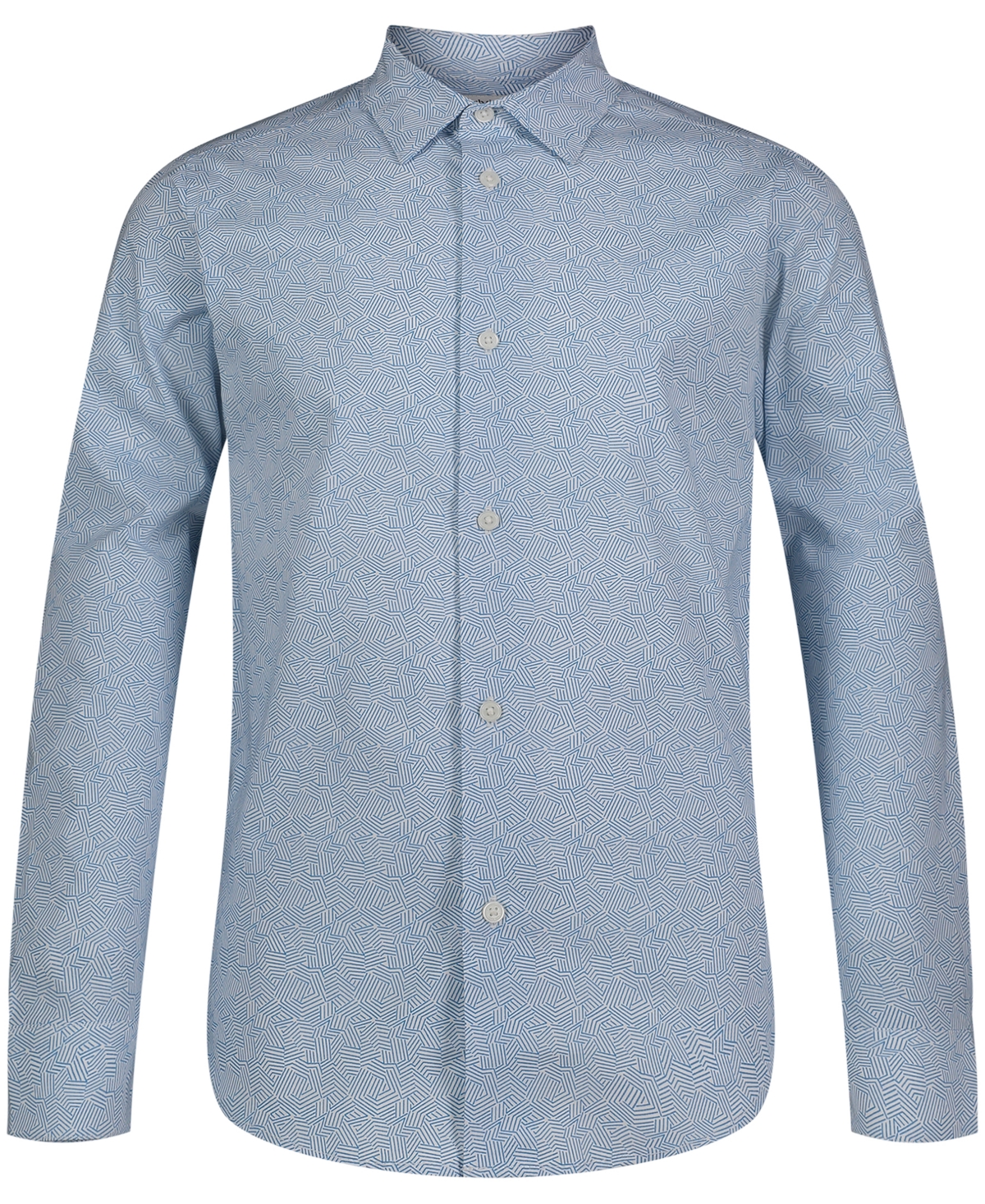 Calvin Klein Big Boys Long Sleeve Stretch Linear Print Shirt In Azure Blue