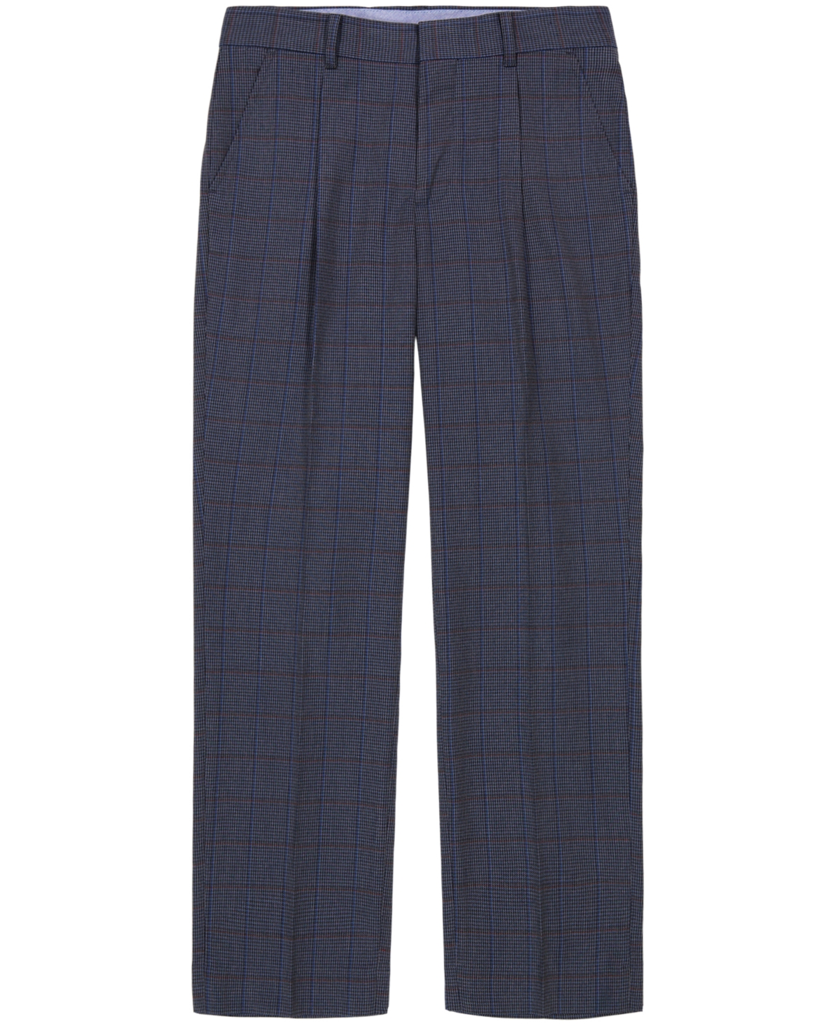 Tommy Hilfiger Kids' Big Boys Stretch Houndstooth Deco Single-pleat Pants In Bright Cobalt